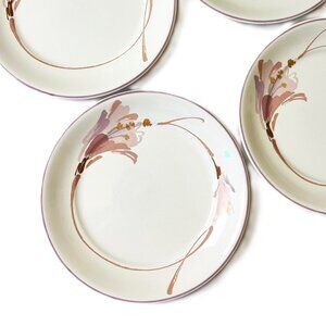 Noritake Keltcraft Salad Plates Costa Mesa Purple Pink Floral 8.25” Ireland 4pcs